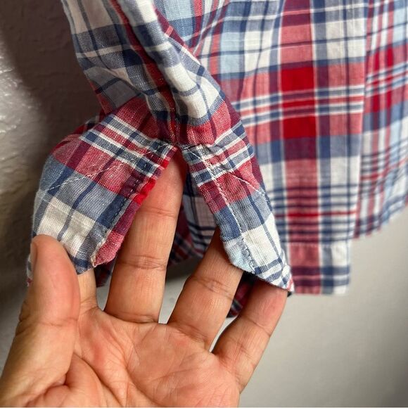 Vineyard Vines Plaid Red/Blue/White Short Sleeve 3/4 Button Up Women’s Sz 8 - Picture 8 of 10